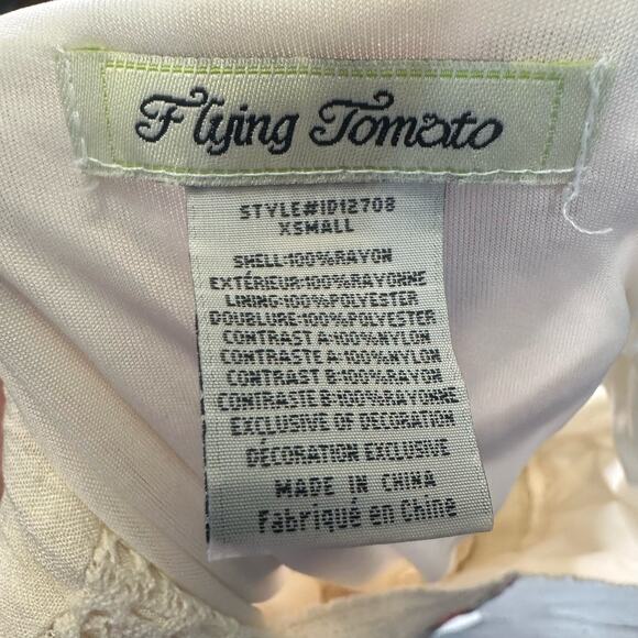 Flying Tomato Aztec/Lace Boho Dress WMN XS Pleated Smocked Stretchy Waist V-neck - Picture 5 of 6